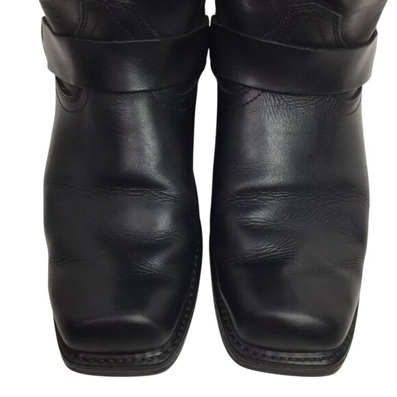 Vintage Durango Mens 11" Harness Boot Size 9.5EE Western Black Leather Square To - Picture 6 of 13